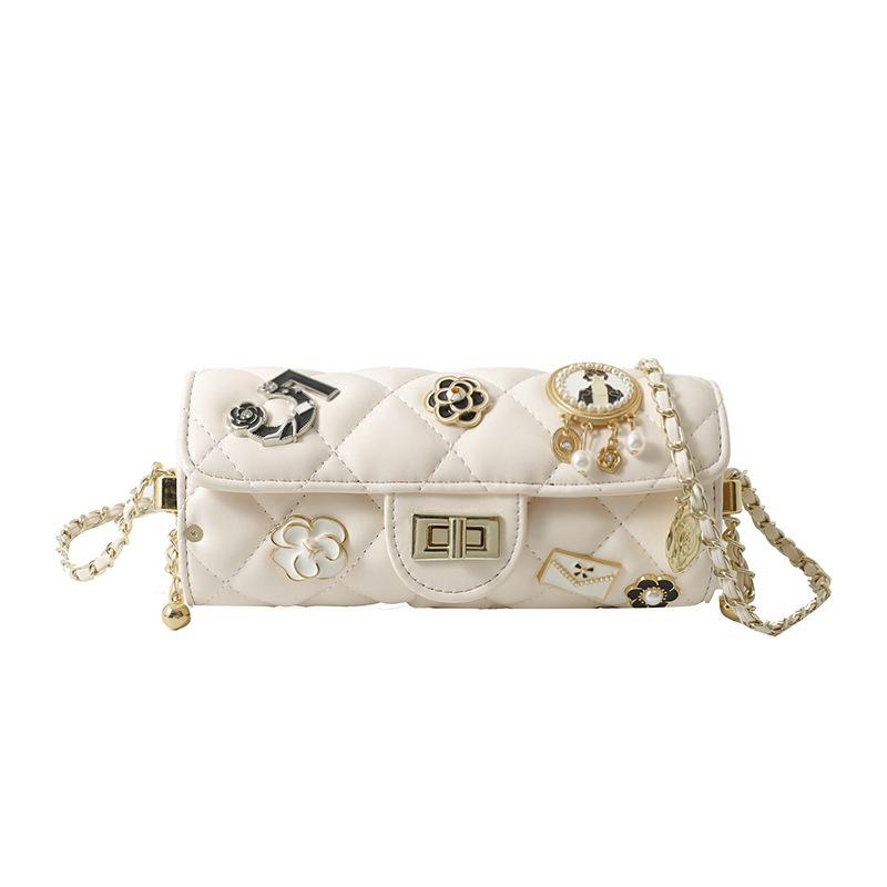 Bag summer new 2025 Korean version fashion shoulder bag women's small fragrant wind rhombus texture crossbody small square bag pu
