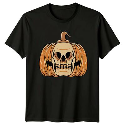 Vintage Gothic Skull Pumpkin T-Shirt Halloween Spooky Jack O Lantern Gift