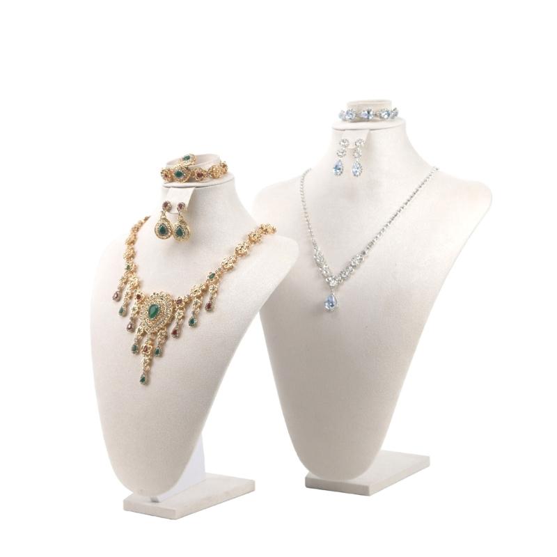 Sturdy Lint Covered Necklace Bust Portable Jewelry Organization Home Accessory Necklace Display Rack Decoration