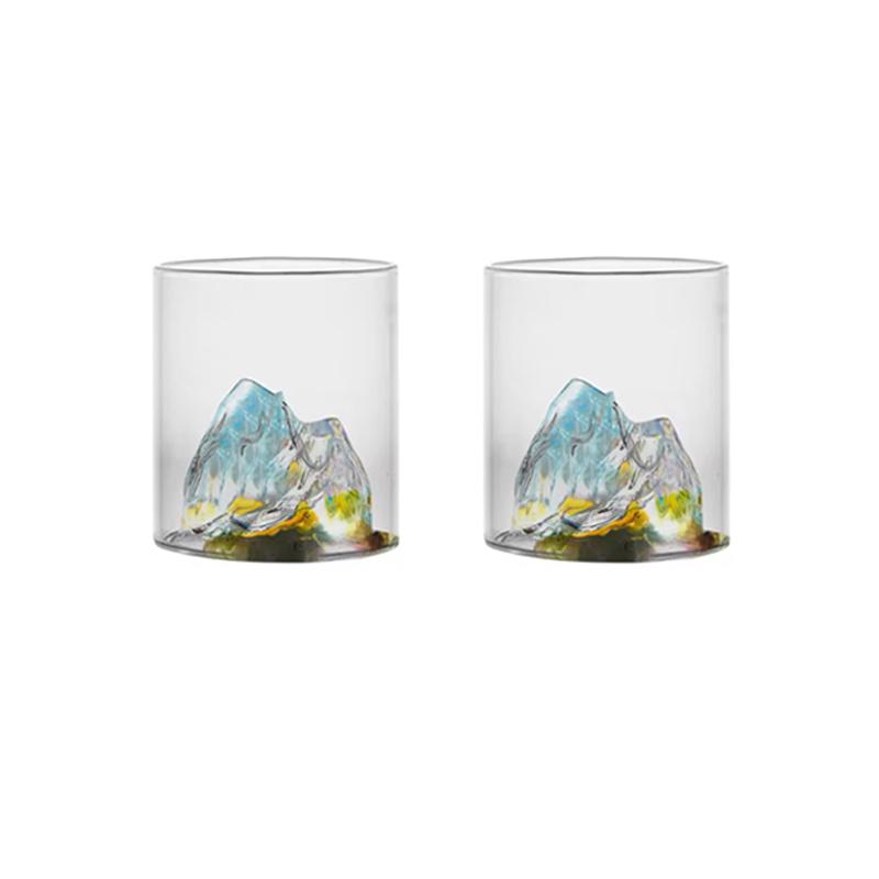 2pcs Sets Iceberg Shaped Glass Cup Heat-resistant Tea Mug 170ml/320ml Multiple Color Water Cups Personalized Drinking Glasses