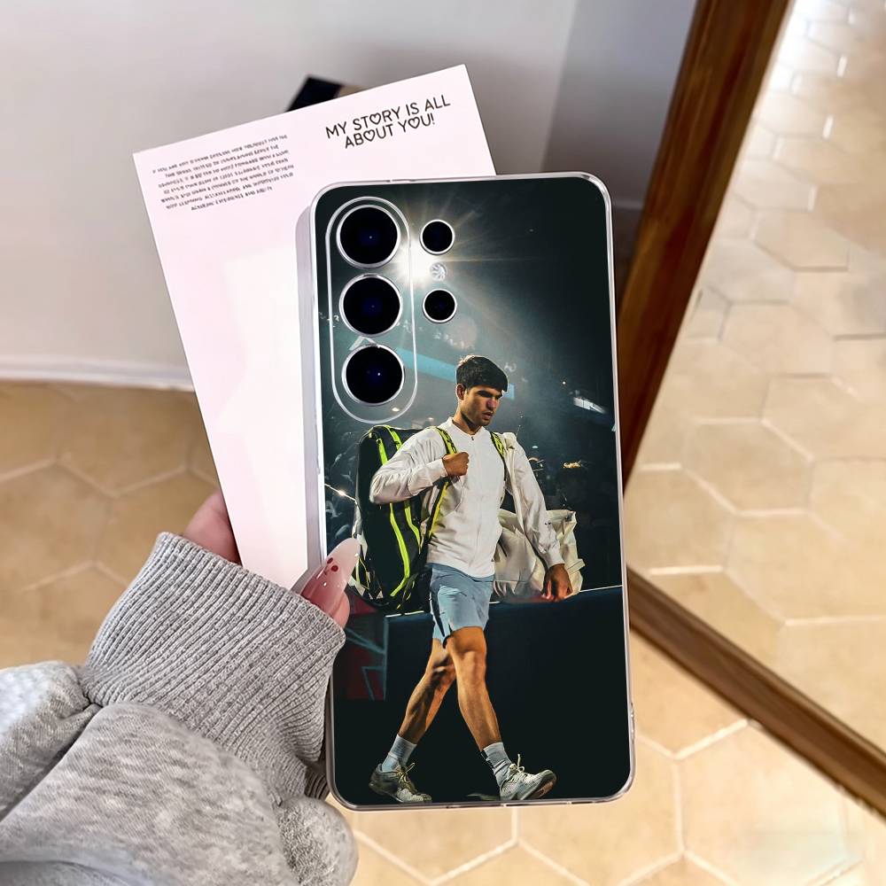 Tennisspieler-Carlos Alcaraz Handyhülle Für Samsung S25,S24,S21,S22,S23,S30,Ultra,S20,Plus,Fe,Note,10,9,5G Transparente Hülle