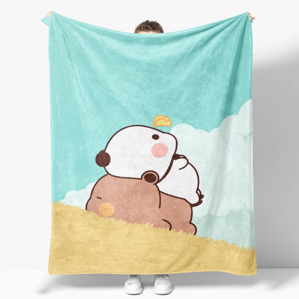 Cartoon Print Bubu Dudu Flannel Throw Blanket Series Kids Blankets Sofa Decoration Bear and Pa blankets Cozy Soft