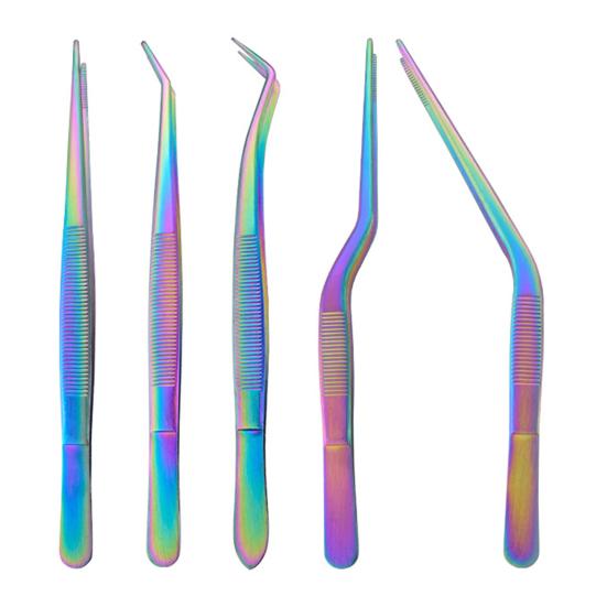 5 Pcs Kitchen Tweezer Tongs Stainless Steel Food Tongs Professional Chef Tweezers Set for Precise Gripping