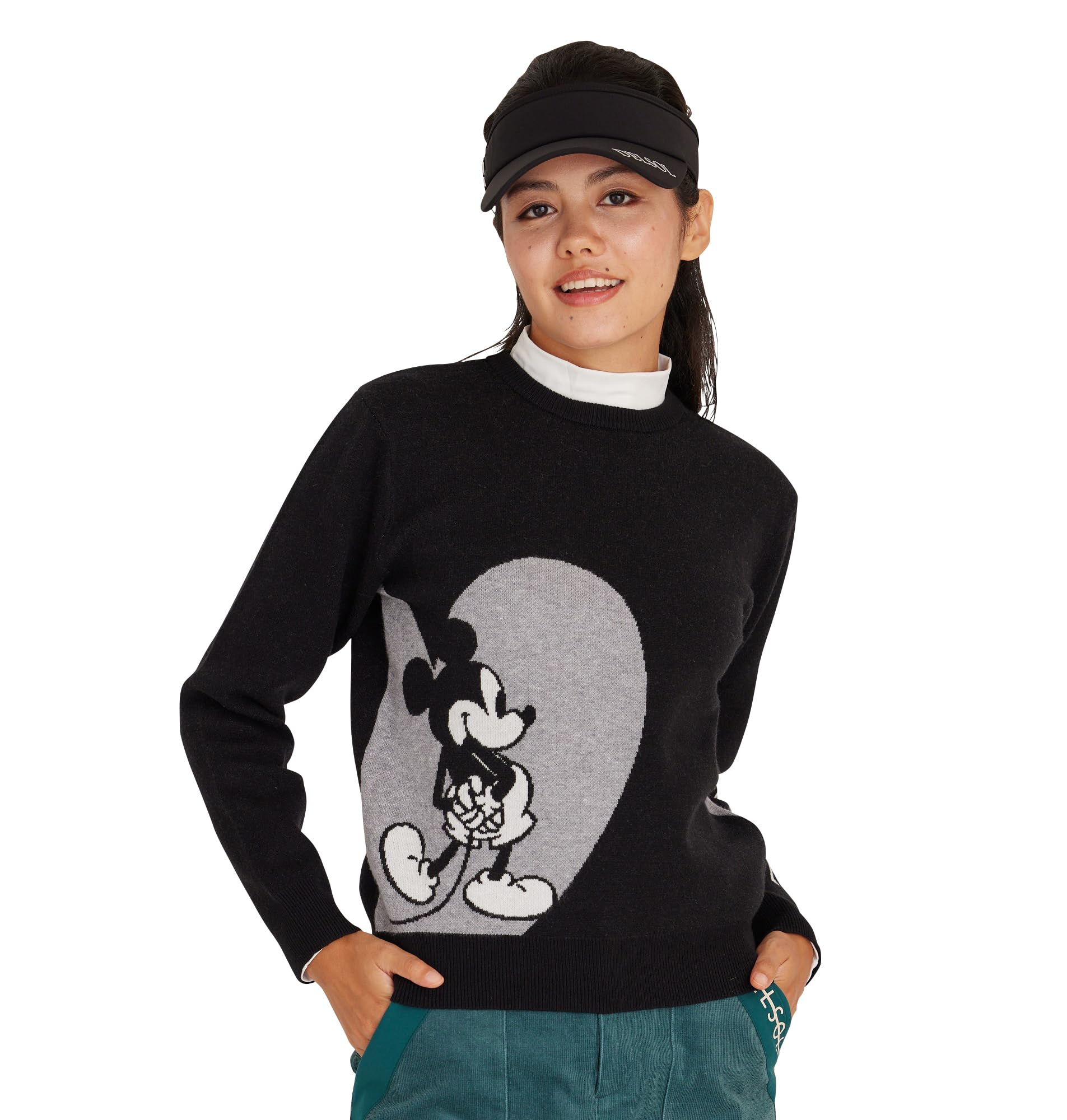 

7853 BK Mickey Minnie Heart Motif Jacquard Knit [Delsol] & (JP, Alphabet, M, BLACK) чёрный
