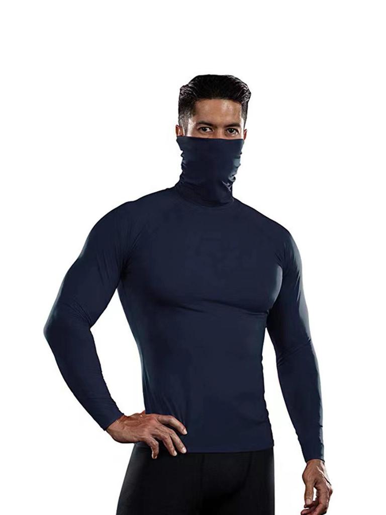 Herren Thermisches Fleece Laufshirt mit hohem Kragen