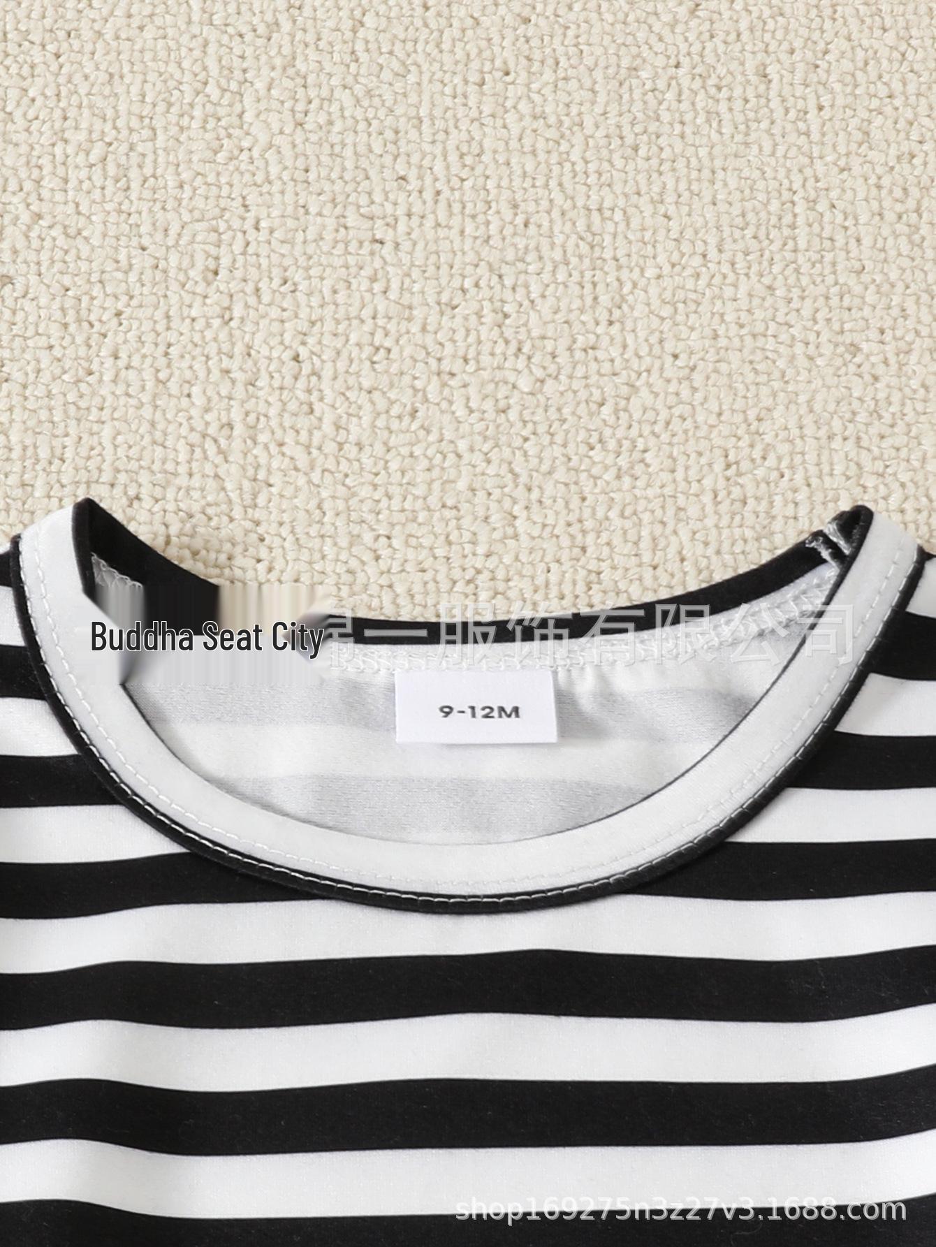 Baby Girls Cute Striped Long Denim Overalls Set - Autumn/Spring Two-Piece 6-12 Months