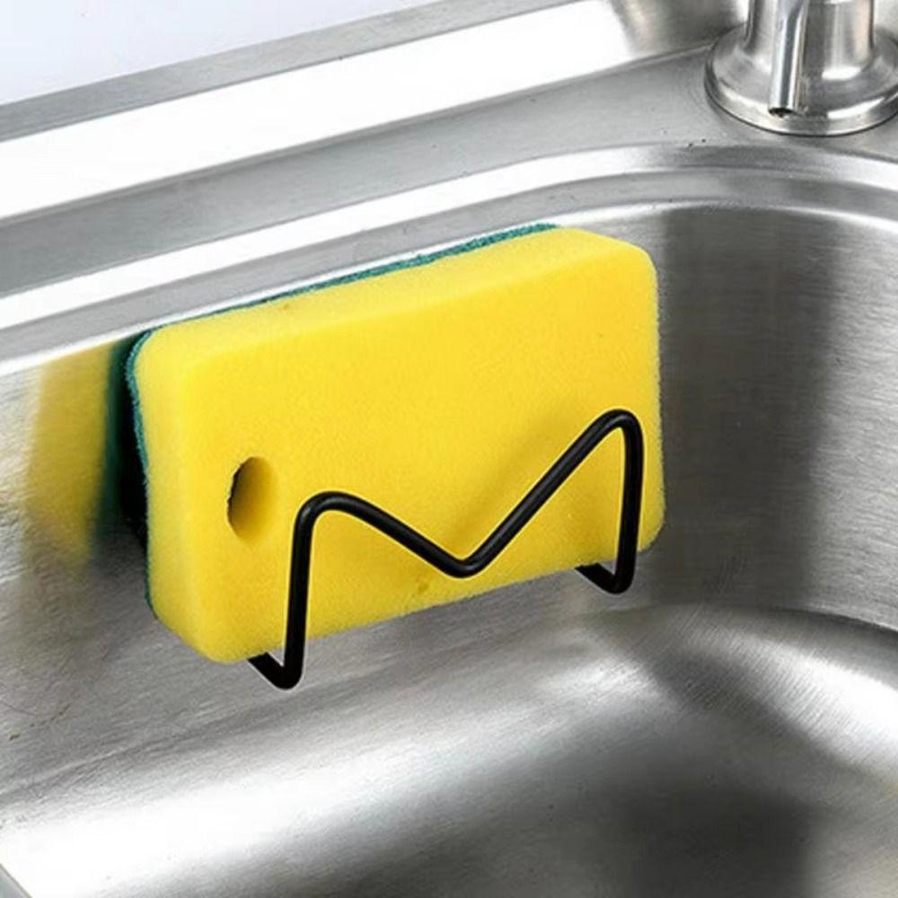 Wall Mounted Sink Sponges Holder Self Adhesive Sink Sponges Racks Practical Wall Hooks Bathroom