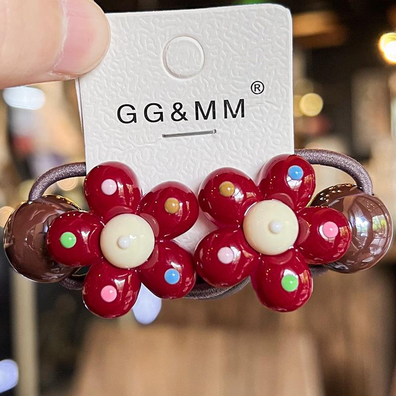 2PCS New Cute Colorful Polka Dot Flowers Princess Headwear Kids Elastic Hair Bands Children Hair Ropes Girls Hair Accessories