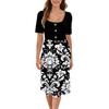 Fashion Women Summer Vintage Floral Dress Elegant Short Sleeve Midi Dress