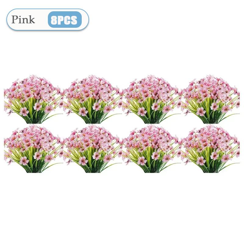 2-16PCS Artificial Flowers UV Resistant Faux Plastic Shrubs Plants Outdoor Garden Patio Porch Home Wedding Farmhouse Decorations