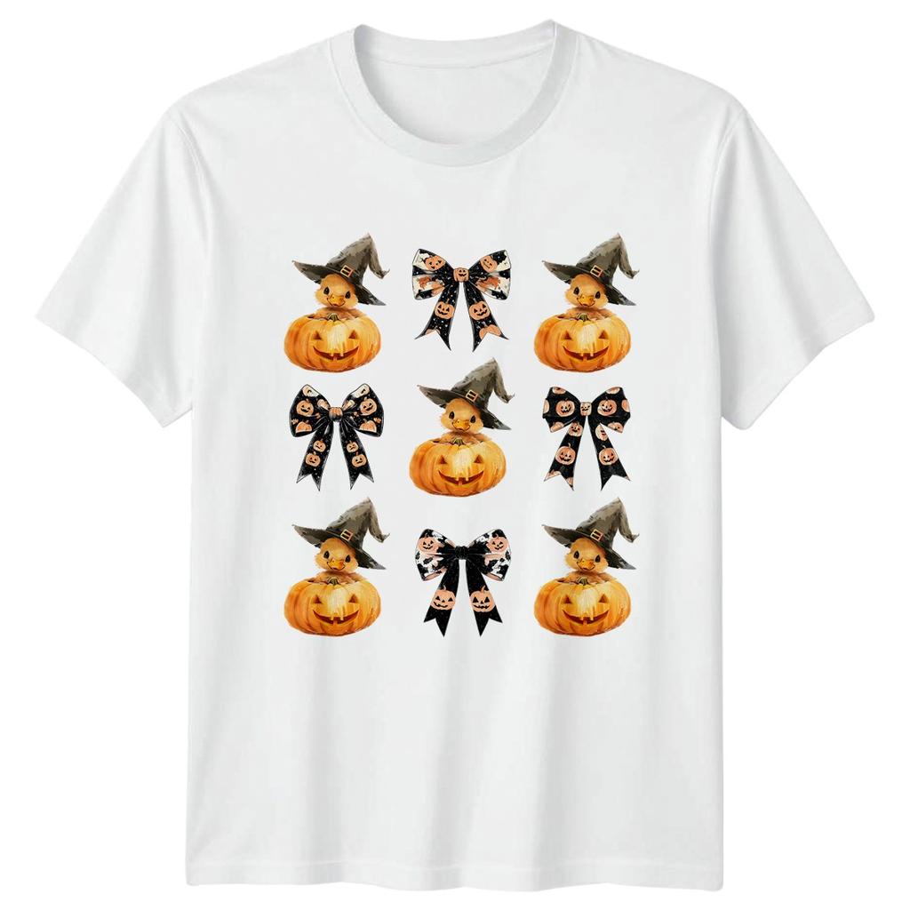 Halloween Witch Duck Pumpkin Bow Unisexs TShirt Ducks Halloween Gift For Her