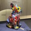 Colorful Graffiti Art Dog Statue Collectible Figurine Resin Sculpture Animal Creative for Home