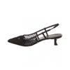 Salvatore Ferragamo Ferragamo Vara Chain Mesh   Leather Slingback Pump Black