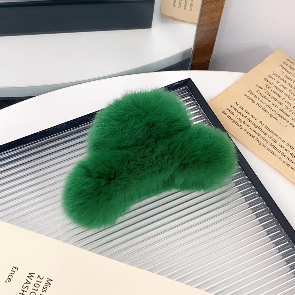 Korean Style Real Rabbit Fur Hair Claw for Autumn/Winter Updo