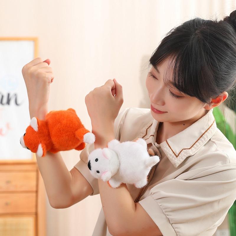 Cute Cute Animal Flipped Fox Turned Into Puppy Dog Snapping Circle Plush Toy Panda Bracelet Doll