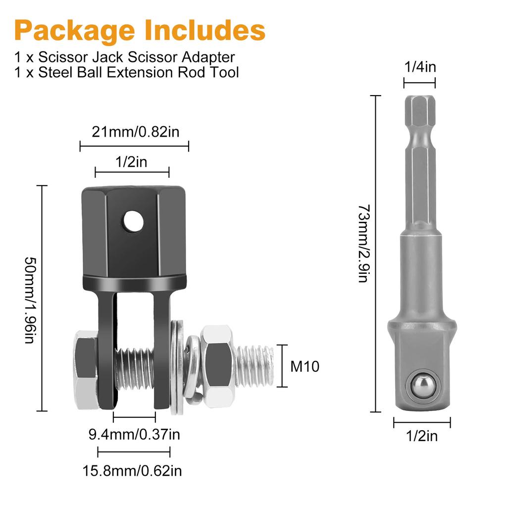 1/2" Impact Drills/Ratchet Lug Wrench Save Labor Car Jack Wrench Ratchet Tool for Scissors Jack with Electric Drill Drive Impact