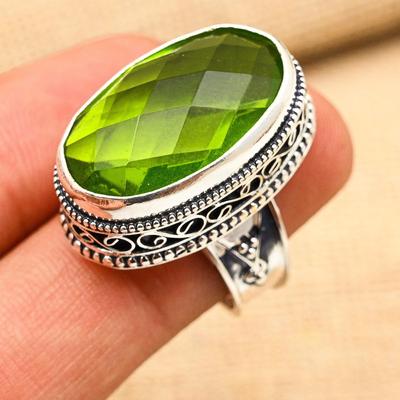 Peridot Gemstone Handmade 925 Sterling Silver Ring Vintage Jewelry For Gift