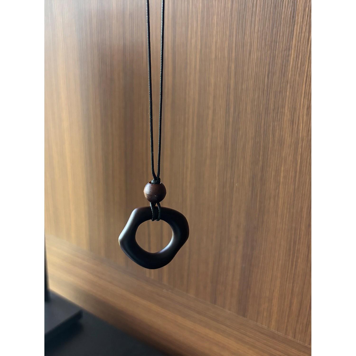 

Women s Black Rope Necklace with 2025 Pendant - Niche Design Accessory