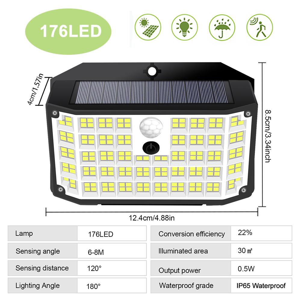 Solar Lights Outdoor Motion Sensor Solar Security Lights IP65 Waterproof with 3 Lighting Modes Powered Wall Lights Outside