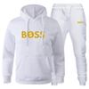Wealthmark Men Hoodie & Jogger Set, Minimal Golden Bold Letter with Currency Icon Motif Print, Thick Fleece Sport Outfit for Light Outdoor Strolls