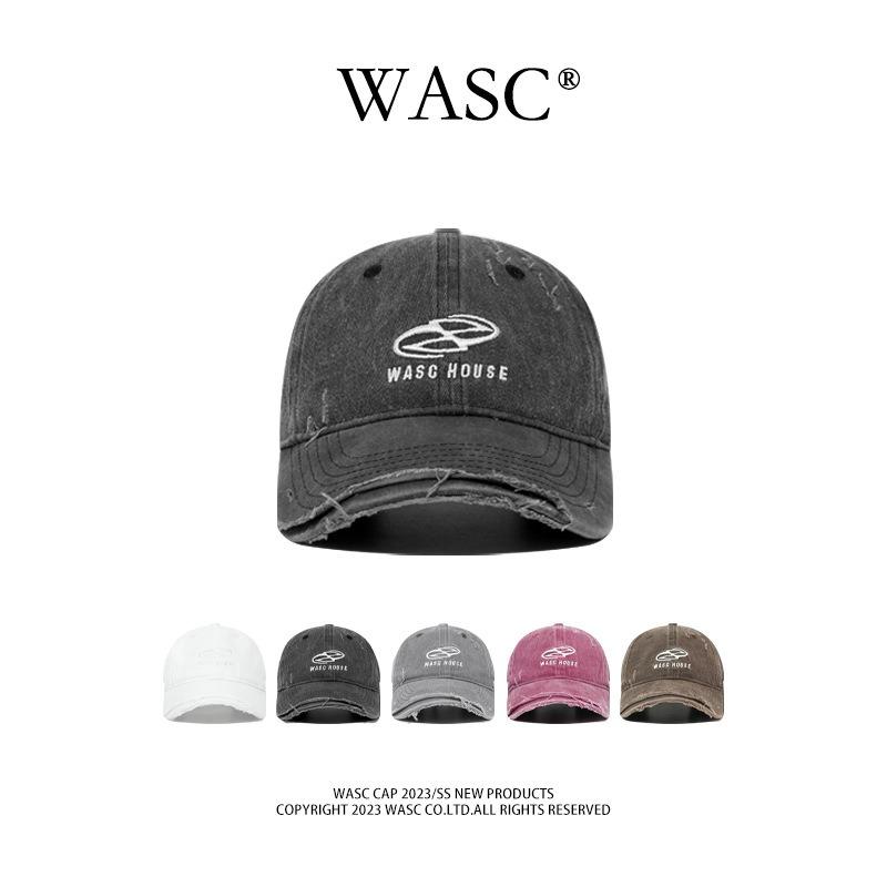 Hat Men's Street Old Ripped Denim Baseball Cap Women's Trend Brand Letter Embroidery Cap Big Head Circumference