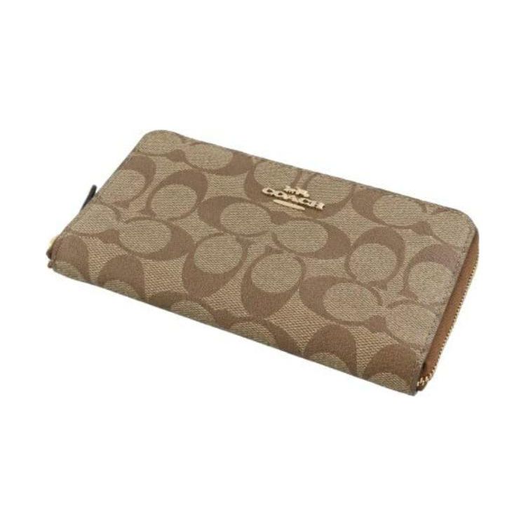 Coach Zip Around 17 Classic Monogram Coated Canvas Coin Purse ID Card Holder Wallet Women wallet Khaki 88913-IME74
