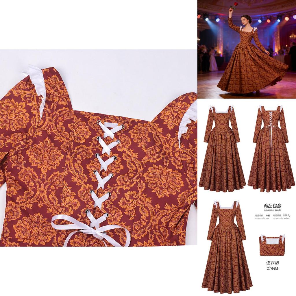 Italian Renaissance Female Dress With Stretch Fabric For Cosplay And Stage Use