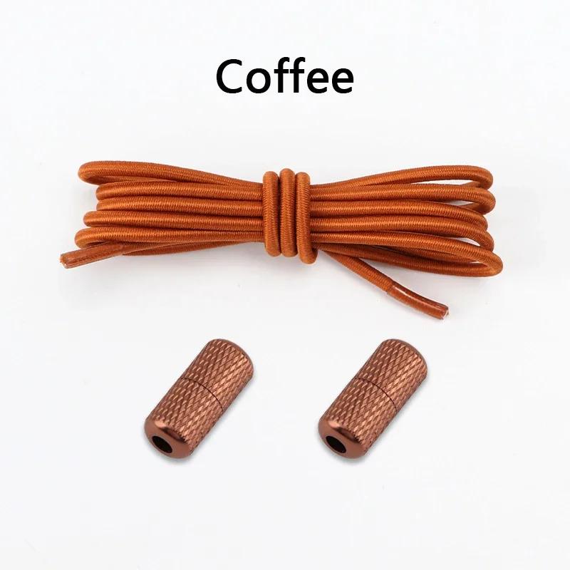 1 Pair No Tie Shoelaces Round Metal Capsules Lock Elastic Shoe Laces For Sneakers Rubber Band Lazy Shoes Lace Accessories