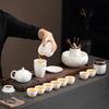 Ink white porcelain kung fu tea set home living room high-end light luxury gaiwan teacup ceramic teapot office