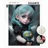 Halloween Pearl Painting Set Blue Hair Girl 5D DIY Pearl Art Home Bedroom Wall Decor Handmade Gift Craft Kits Art Supplies Hobby