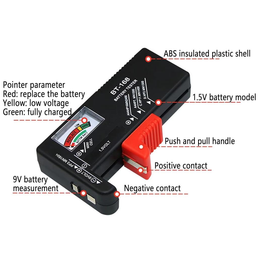 Universal BT168 Digital Battery Tester Volt Checker for AA AAA 9V Button Multiple Size Battery Tester Voltage Meter Tools BT-168