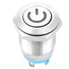 12mm Metal Button Switch with Power Icon Blue LED Light Self Reset 1 NO Switch(12V)