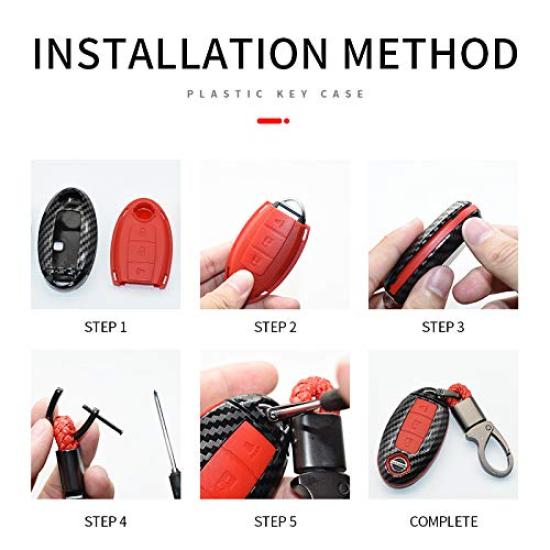 Ontto Nissan Smart Key Case Key Cover for New Serena Serena C26 C27 Key Nissan Dual Sliding Remote Control Protects Against Dirt and Carbon Fiber ABS