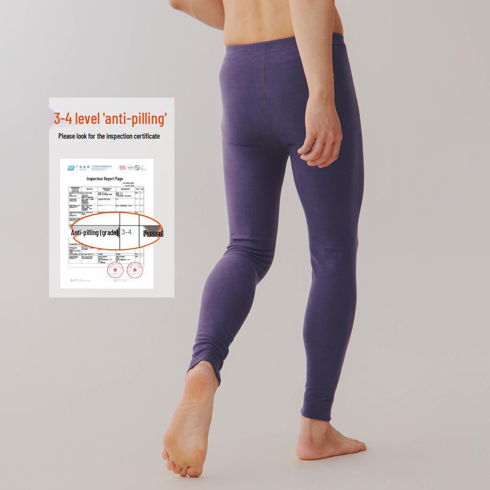 Men's Thick Fleece-Lined Warm Pants: Heat-Generating Acrylic and Cotton Base Layer for Autumn/Winter