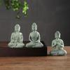 Green Sandstone Sandstone Buddha Sitting Posture Buddhist Ornament Tea Pet   Indoor