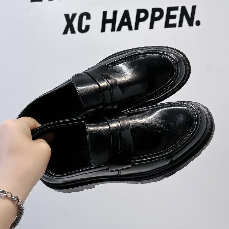 

Men s shoes autumn leather shoes men s Korean version trendy business dress casual leather shoes men s wedding shoes 3504-A 44 чорний