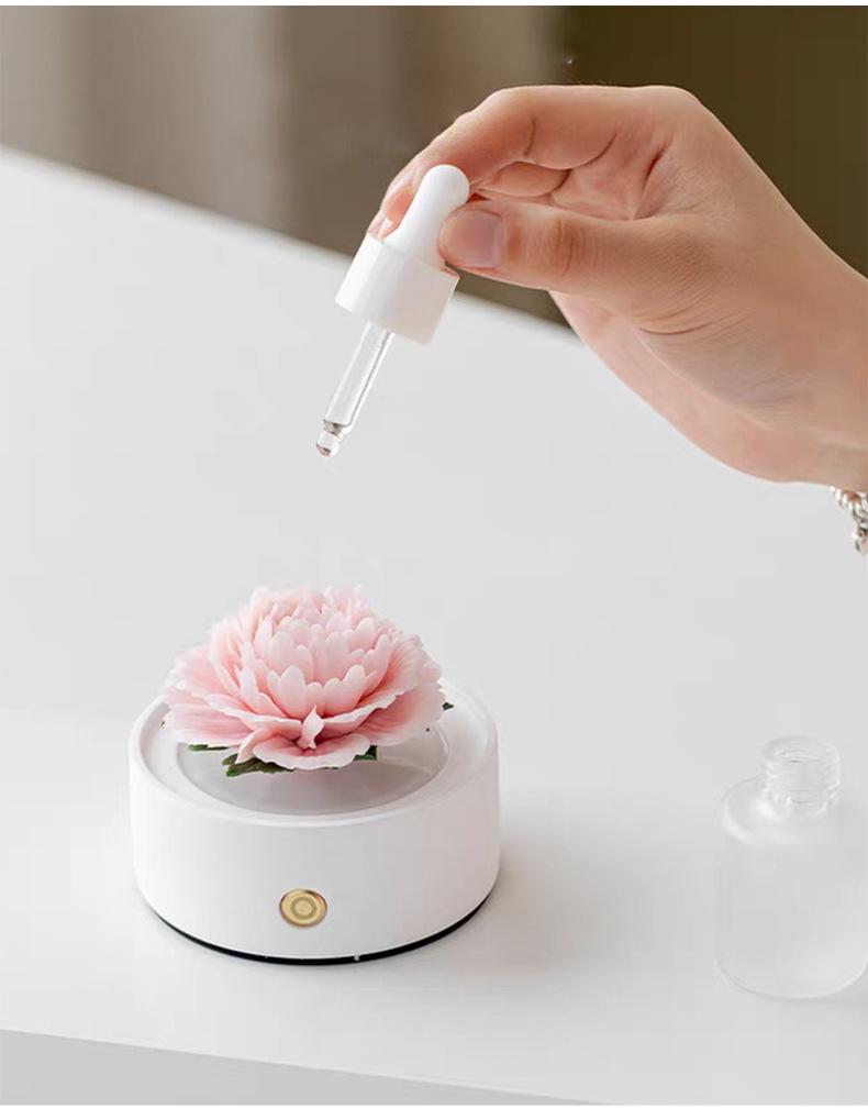 Porcelain Peony Eternal Flower Night Light Ornament with Aromatherapy