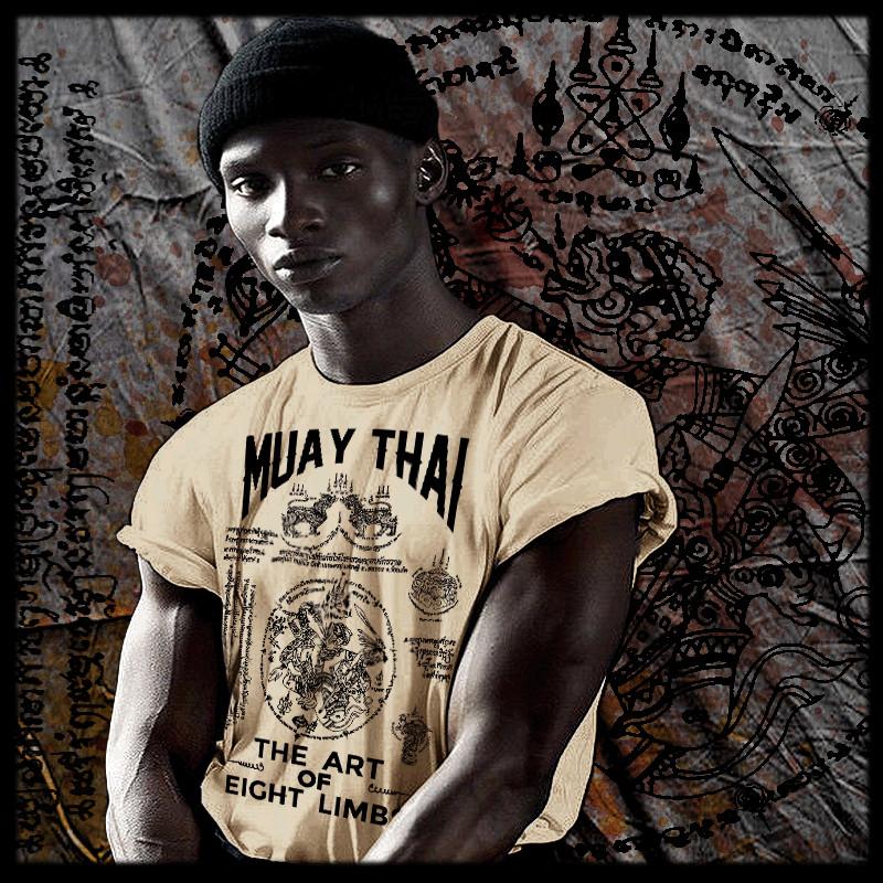 

Muay Thai T-shirt Thai boxing Sak Yant Tattoo Thai Boxer muay boron deity 8 limb 4XL