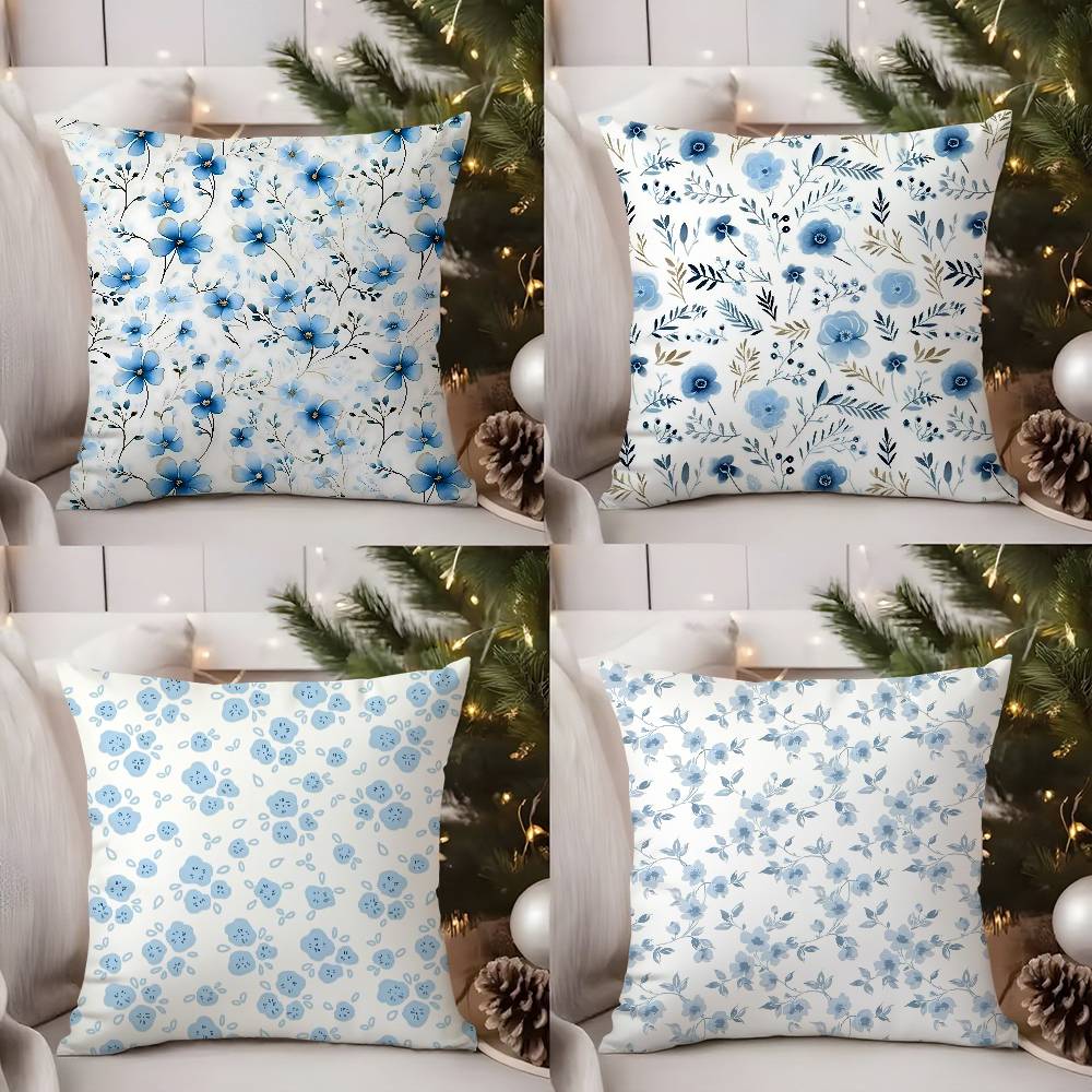 Fashion Small Florals Pillow Case Home Dorm Chair Back Short Plush Double-Sided Printing Office Nap Time Cushion Cover