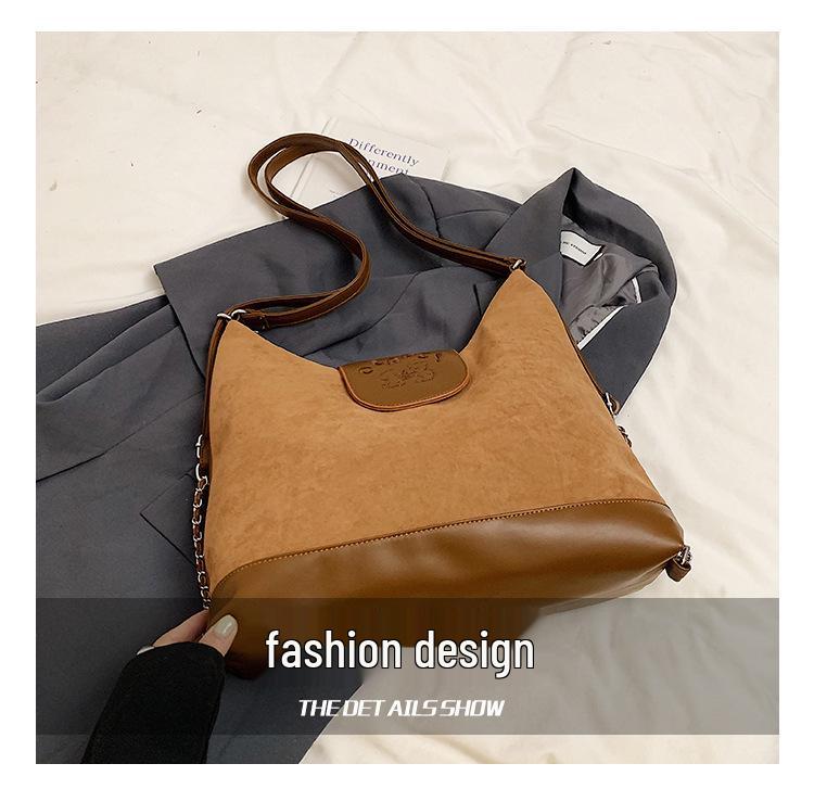 Vintage Suede Crossbody Tote – Versatile, Large-Capacity Shoulder Bag