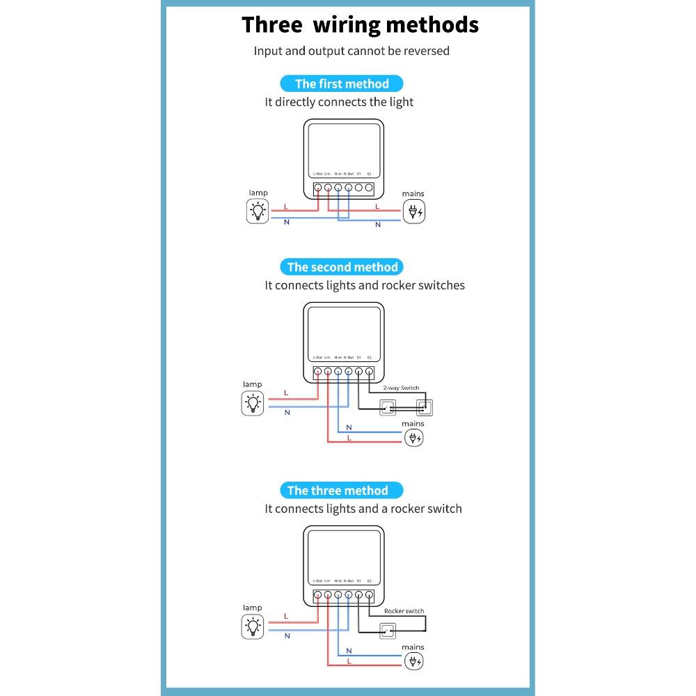 Interruptor WiFi, relé, interruptor inteligente, interruptor remoto con cableado de fase/neutro, control por aplicación con temporizador, compatible con Alaxe.