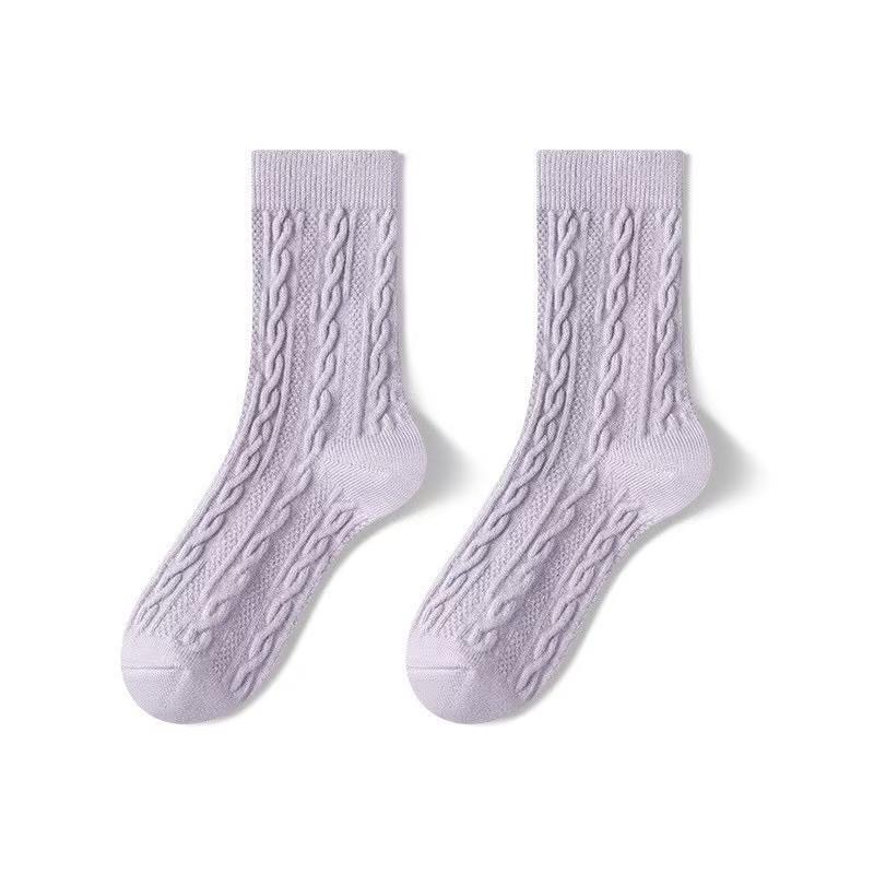 2/3/5 Pairs Autumn and Winter Women's Wool Socks Solid Color Thick Warm Socks Soft and Comfortable Socks