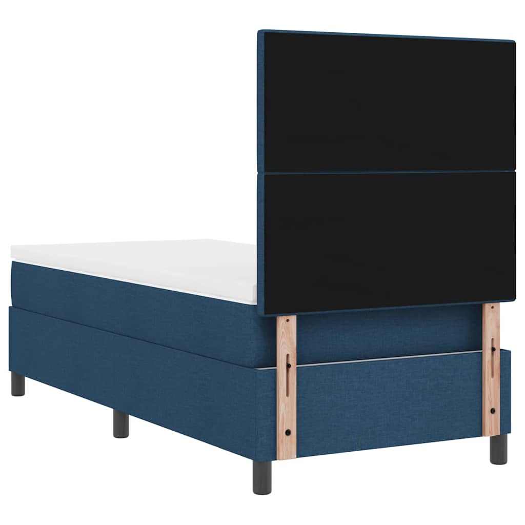 Box Spring Bed with Headboard Blue 90 x 190 cm Fabric
