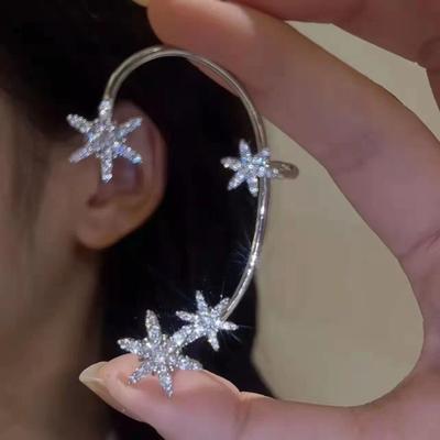Snowflake Ear Clips Without Ear Piercings High-end Sense of Personality and Fashionable Temperament Niche Design Ear Hooks