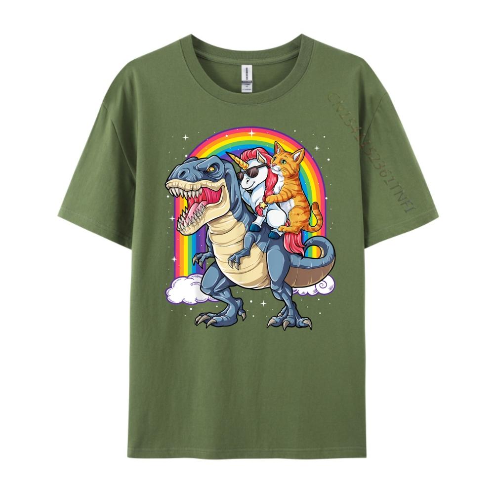 

Cat Unicorn Riding Dinosaur T Rex Kitten Lover Space Galaxy Graphic T Shirts Original Mens T-Shirts 4XL