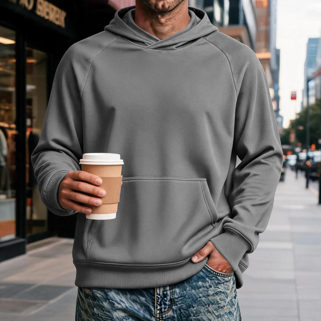 Men's Raglan Hoodie with Pocket - Long Sleeve Casual Pullover