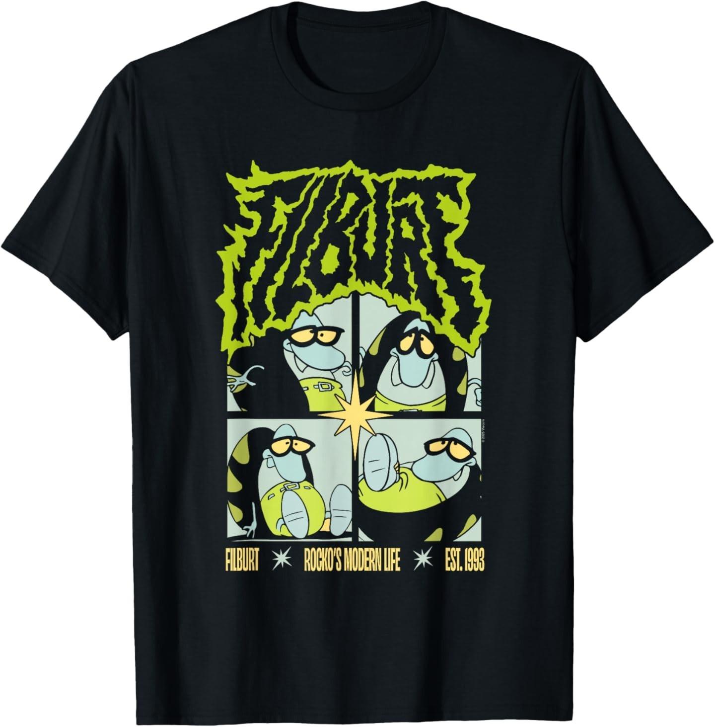 Rocko s Modern Life Heavy Metal Filburt 90 s Cartoon T-Shirt S разноцветный