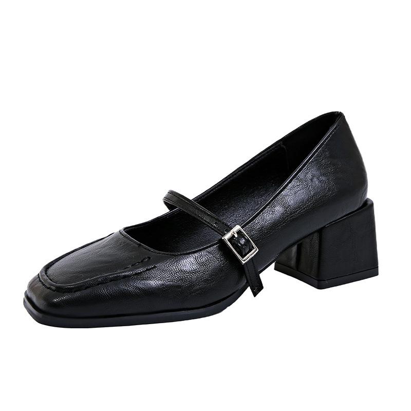 Vintage Klobige Damen Mary Jane Schuhe Damen Prägnante Slip-On Kleiderpumps Frühling Herbst Loafer Damen Leder Lolita Schuhe
