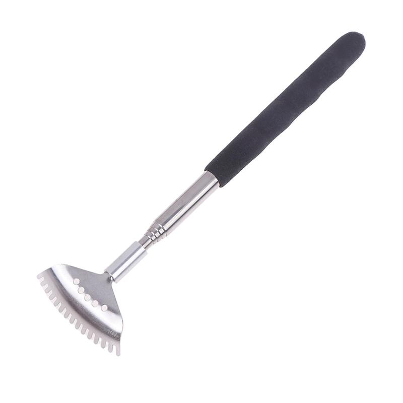 1Pcs Extendable Back Scratcher The Head Has 15 Rakes Stainless Steel Portable Telescopic Rubber Handle Back Scratchers