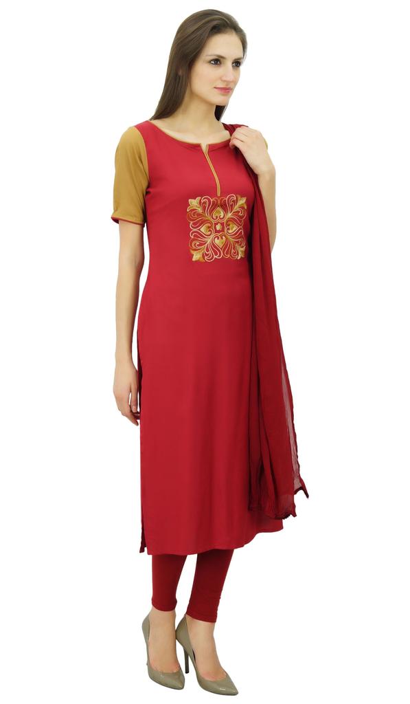 Atasi Women'S Rayon Straight Churidar Suit With Dupatta Sizes Available